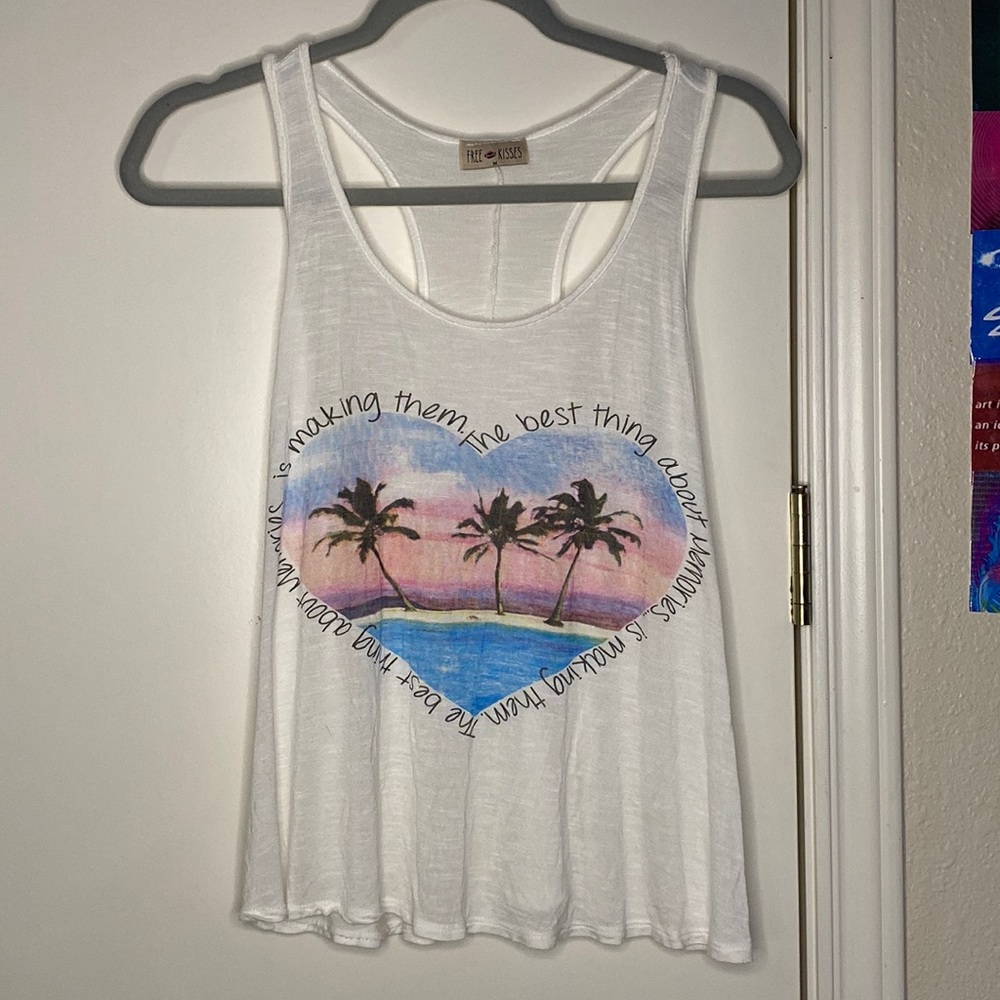 Free Kisses White Palm Tree Tank Top